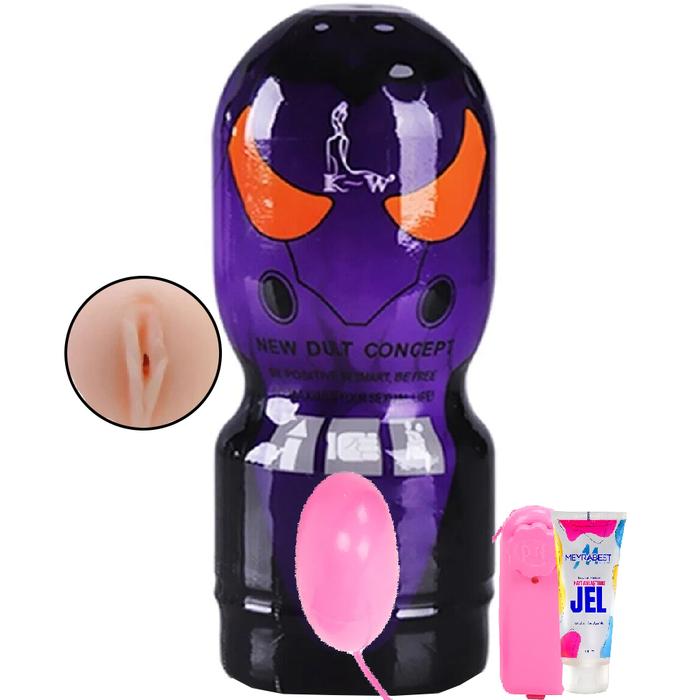 Erox Passion Cup Devil For Men Vibration Masturbation Titreşimli Realistik Vajina ve Jel