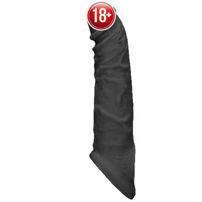 Erox Penis Sleeve With Extension Winxy Black Testis Geçirmeli Realistik Penis Kılıfı