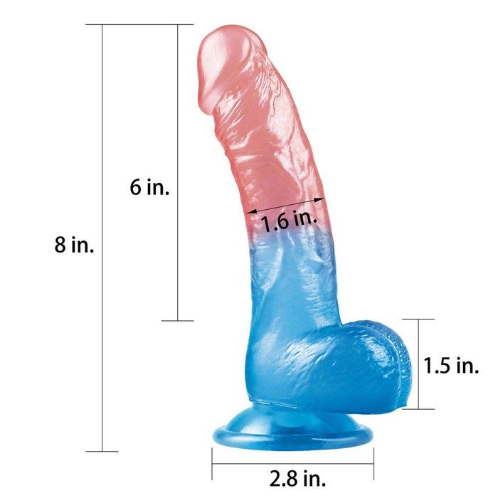 Lovetoy Dazzle Studs Jel Dildo 20 cm Eğik Realistik Realistik Penis LV318013