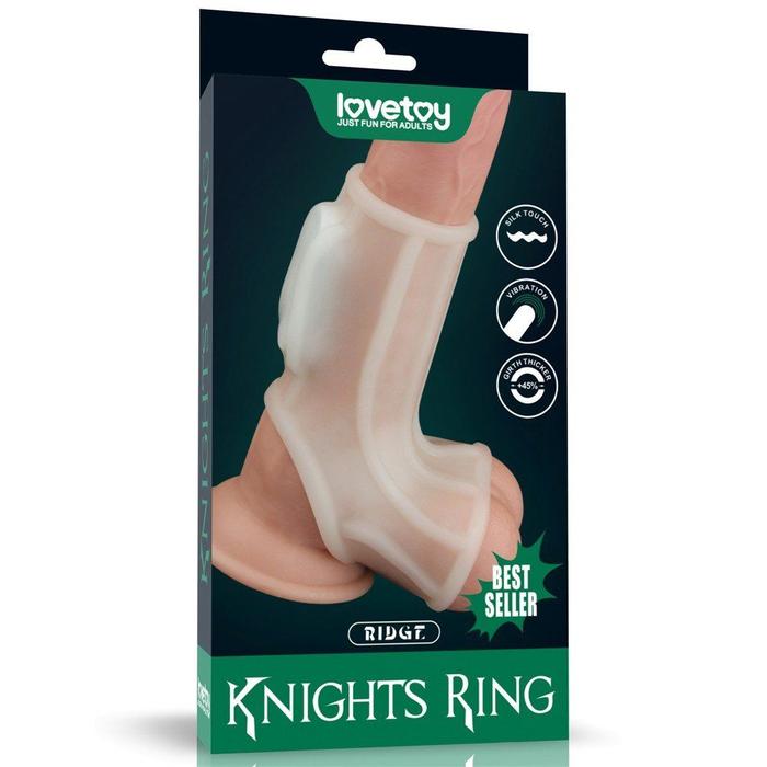 Lovetoy Vibrating Ridge Knights Ring with Scrotum Sleeve Penis Kılıfı LV343117