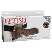 Pipedream Fetish Fantasy Series 7 Inch Hollow Strap-On With Balls-Brown