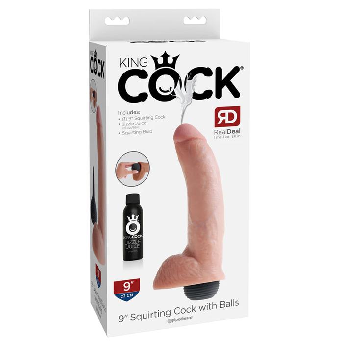 Pipedream King Cock 9" Squirting Cock with Balls Flesh Dildo Boşalabilir Realistik Penis
