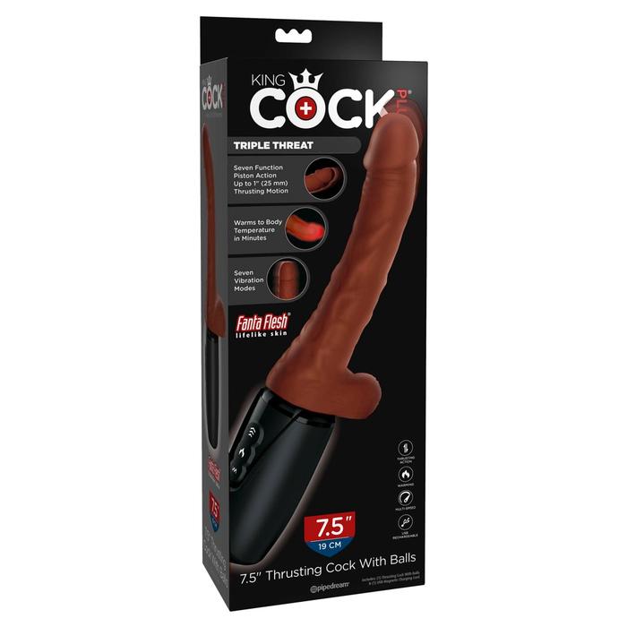 Pipedream King Cock Plus Triple Threat 7.5 Inch Isıtmalı ve İleri Geri Hareketli Penis