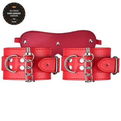 The Fetish Organic Leather Cuffs Red Hakiki Deri Fetiş Kelepçe Seti 1