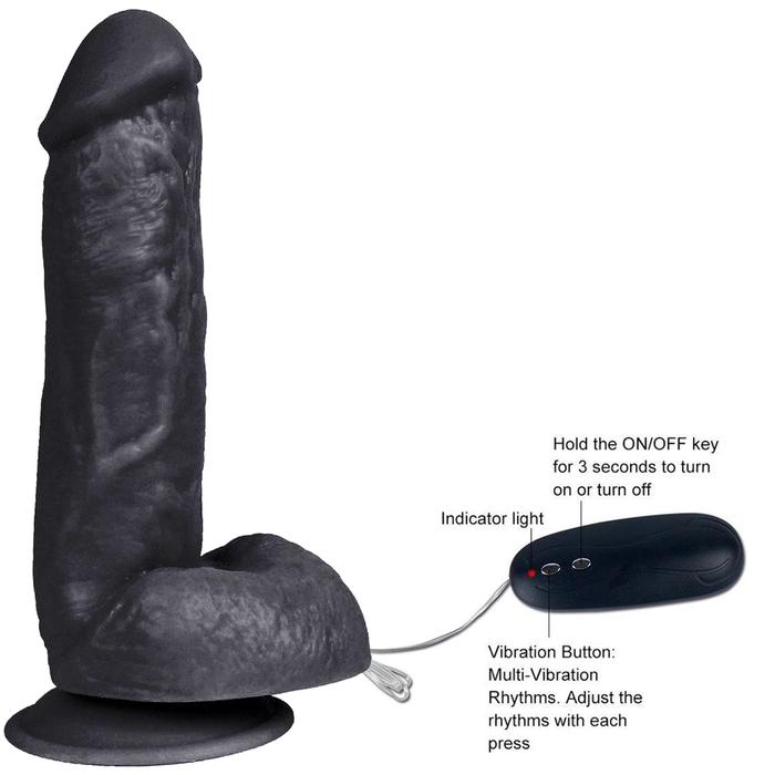 Xise Kassadin Vibrating Dildo Black 18 cm Titreşimli Realistik Penis XS-WBC10029-V