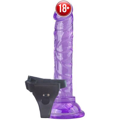 Xise Strapon Series Purple 14.5 cm Belden Bağlamalı Kemerli Penis